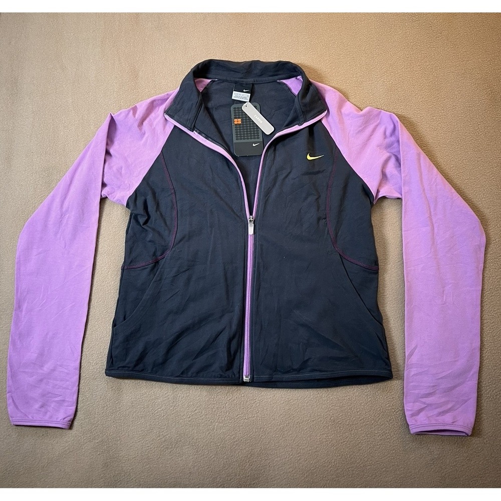 Nike Women's L Full Zip Athletic Jacket Purple Black Cardio Training Running
